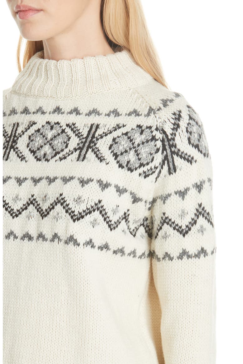Malin Fair Isle Wool Sweater, Alternate, color, ECRU/ BLACK