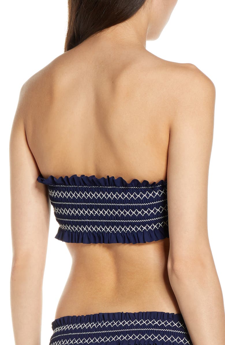 Tory Burch Costa Embroidered Bandeau Bikini Top, Alternate, color, 