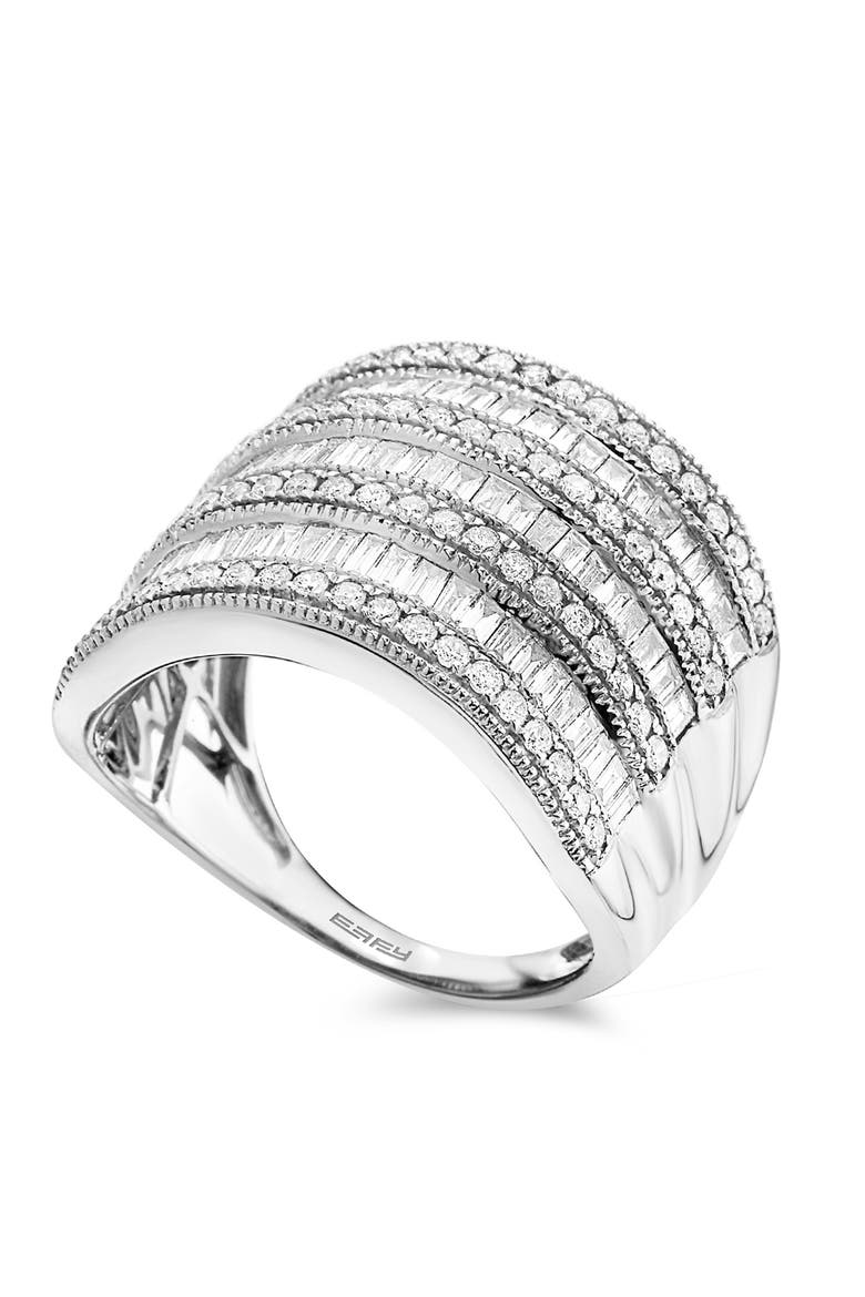 14K White Gold Diamond Ring, Main, color, Hematite and FW Blush Pearl