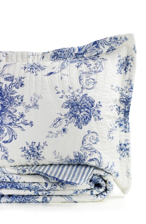 Toile Reversible Cotton Quilt Set