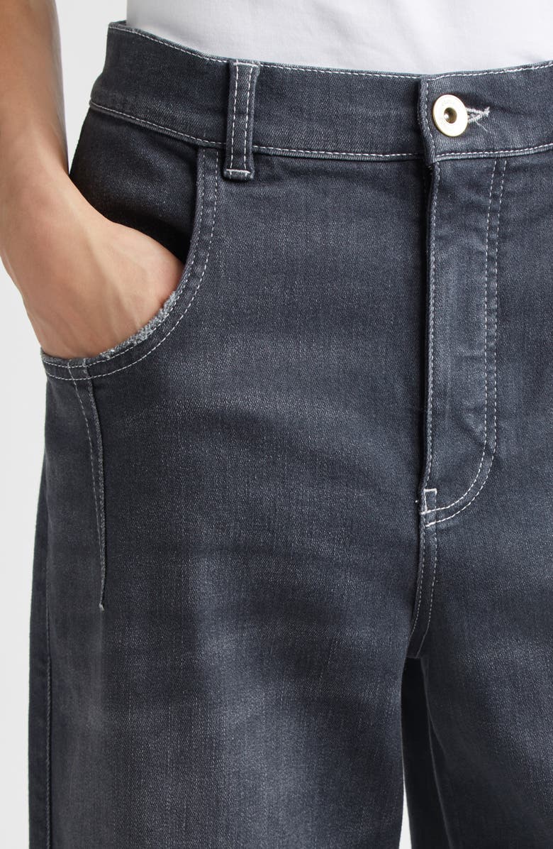 Eleventy Pintuck Stretch Denim Wide Leg Pants, Alternate, color, 22 Black