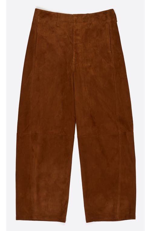 Bimba Y Lola Leather Barrel Leg Trousers In Brown
