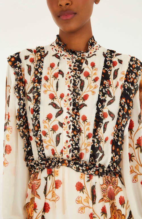 Farm Rio Berry Garden Long Sleeve Minidress In Neutral