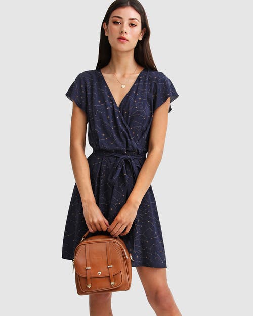 Belle & Bloom I'm The Star Wrap Dress In Navy