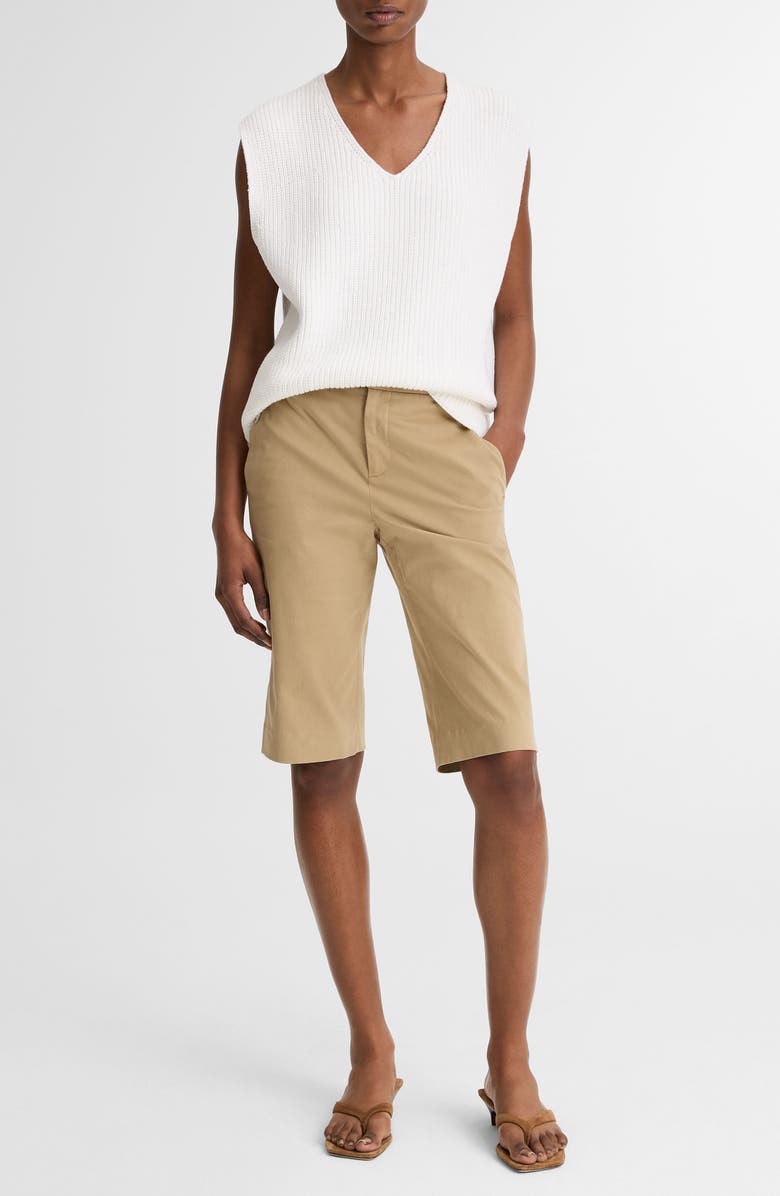 Vince Relaxed V-Neck Cotton Blend Sweater Vest, Alternate, color, Optic White