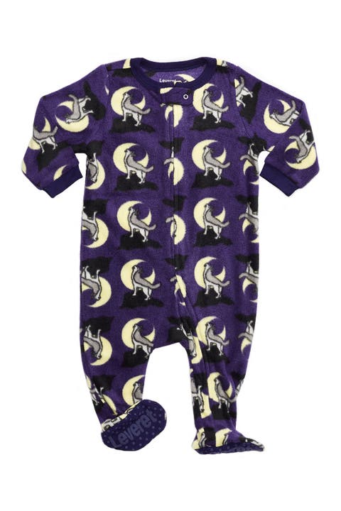 Purple Wolf Footed Fleece Sleeper