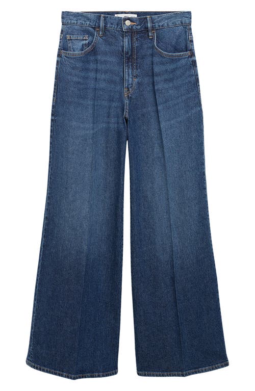 Shop Mango High Waist Wide Leg Jeans In Dark Blue
