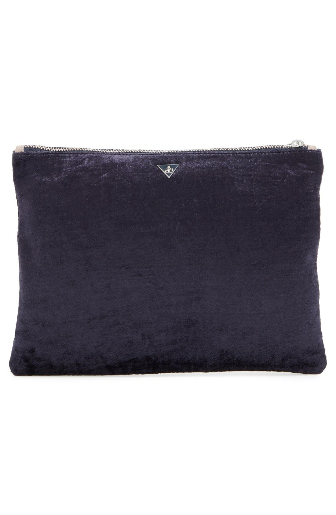 Carol Velvet Clutch, Alternate, color, BLACK