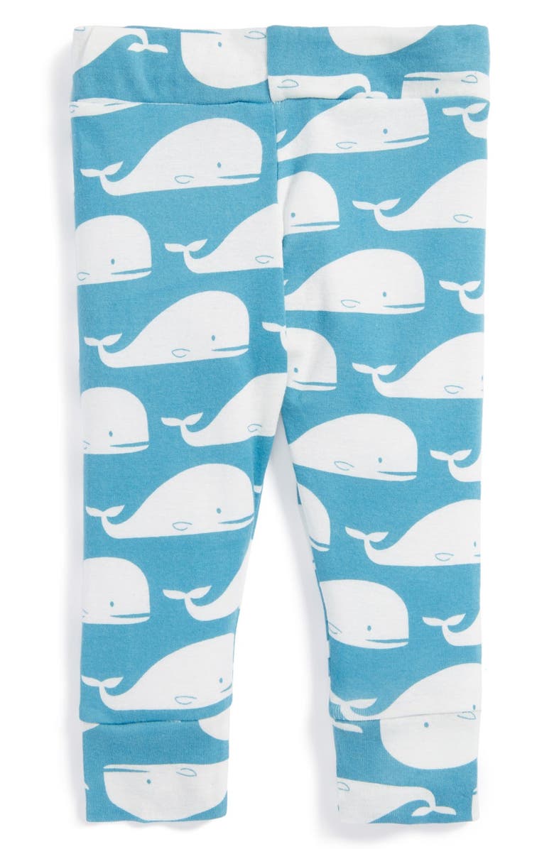Milkbarn Zebi Baby 'Whale' Organic Cotton Leggings, Main, color, 