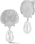 SPHERA MILANO Faux Pearl Seashell Drop Earrings