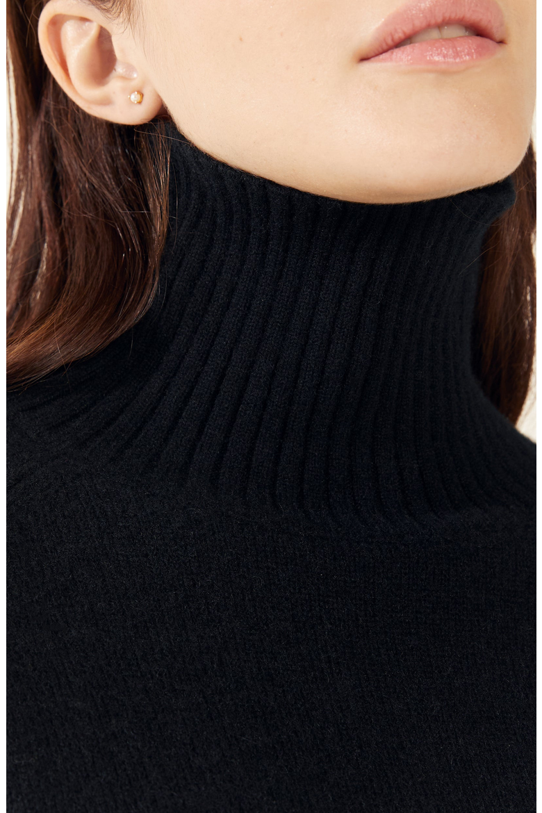 Emma Cashmere Relaxed Turtleneck Sweater, Alternate, color, Black