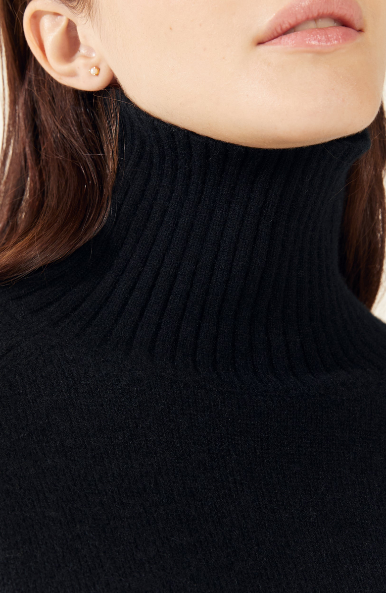 Italic Emma Cashmere Relaxed Turtleneck Sweater, Alternate, color, Black