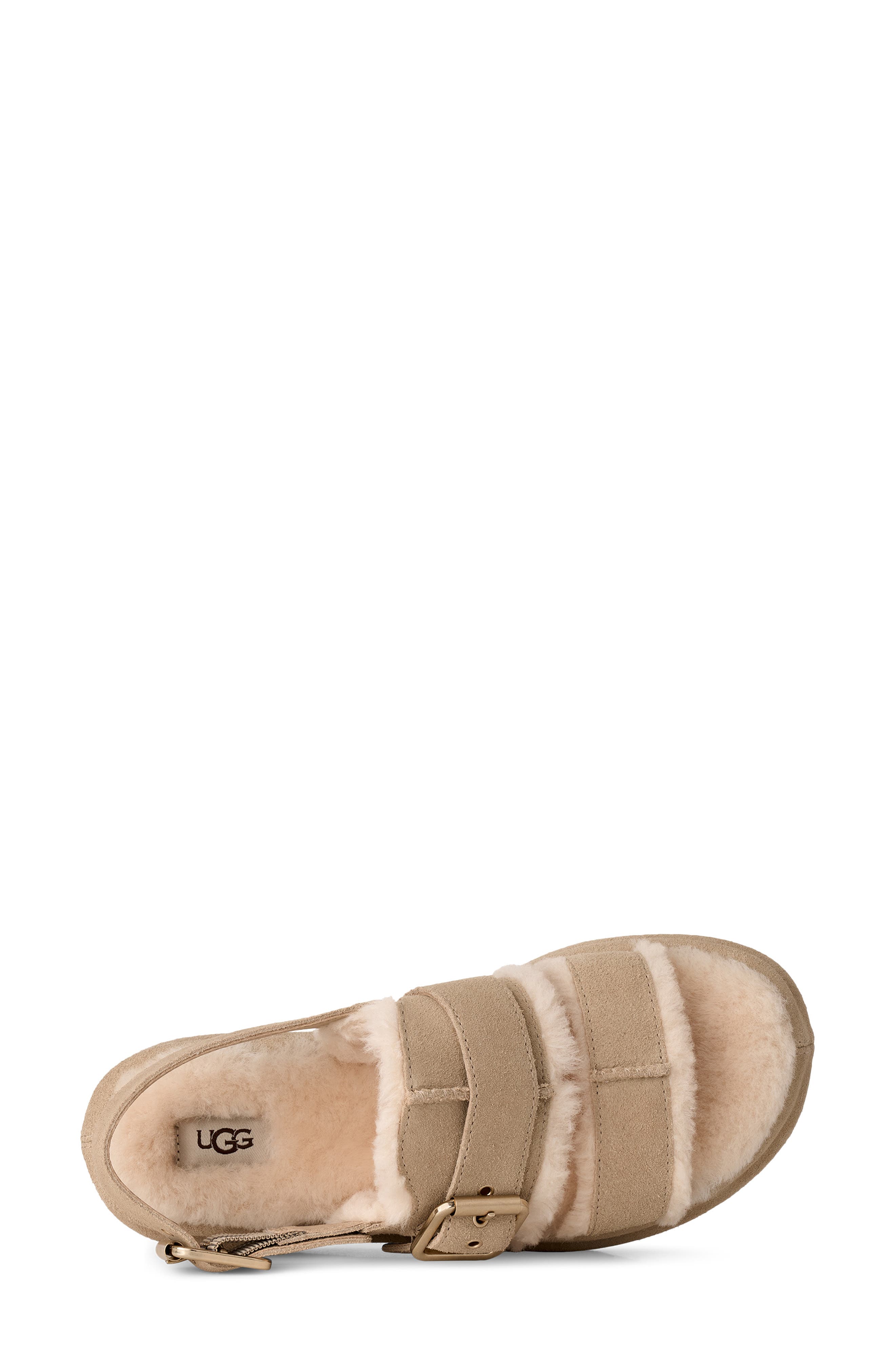 Enwrap Genuine Shearling Lined Slingback Sandal, Alternate, color, MUSTARD SEED