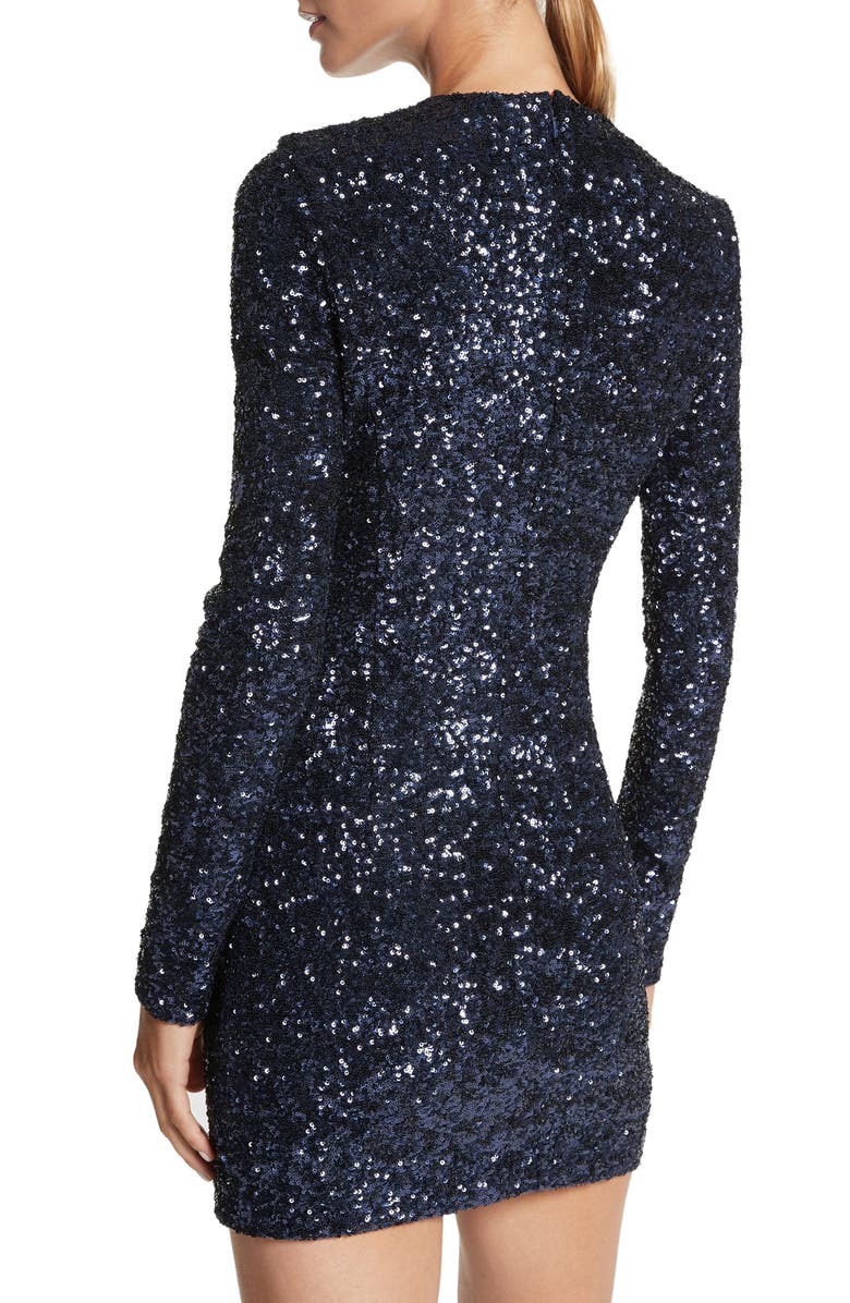 Michael Kors Collection Sequin Long Sleeve Minidress, Alternate, color, 