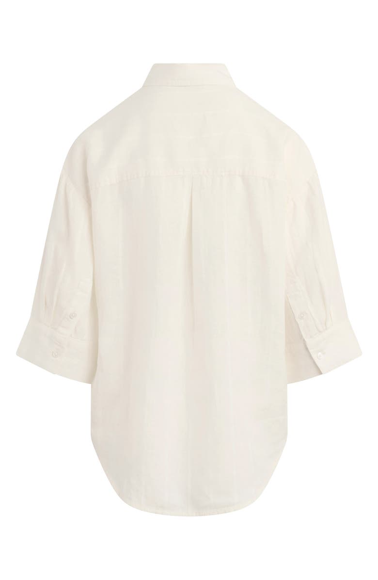 Favorite Daughter The Off Duty Stripe Linen Blend Button-Up Shirt, Alternate, color, Cream