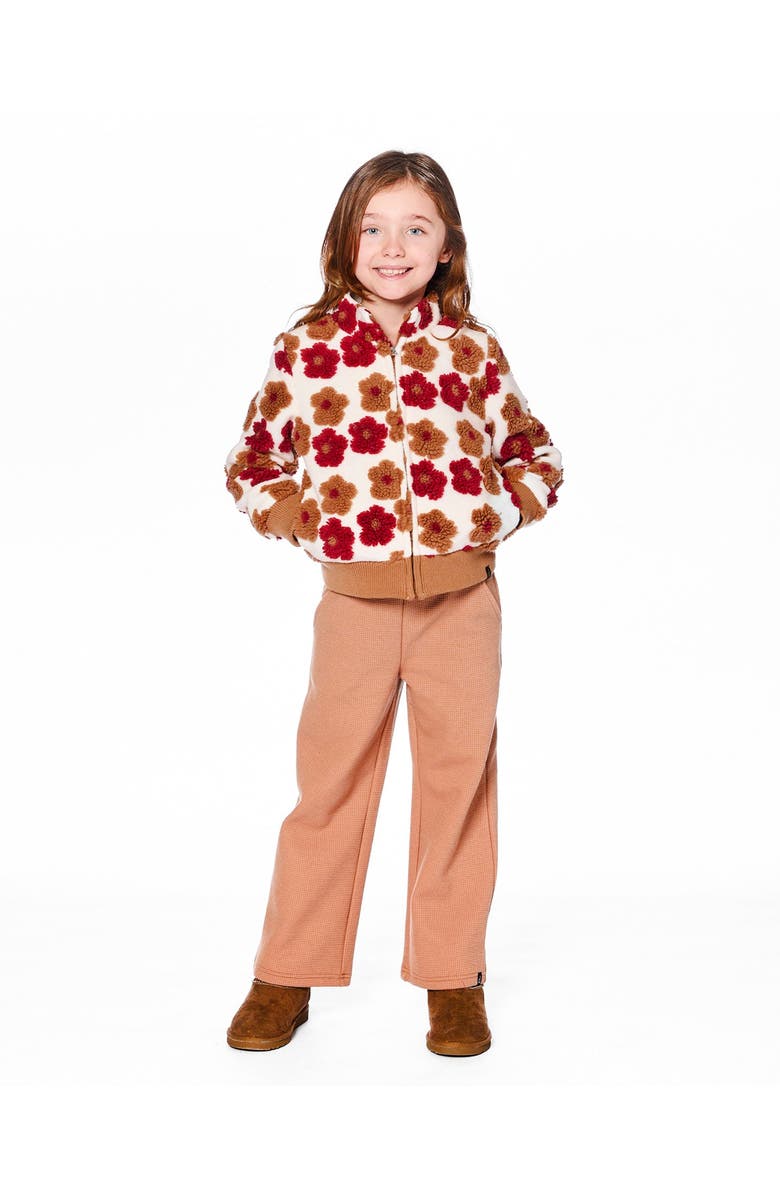 Deux par Deux Full Zip Jacket with Jacquard Floral, Alternate, color, Beige And Red