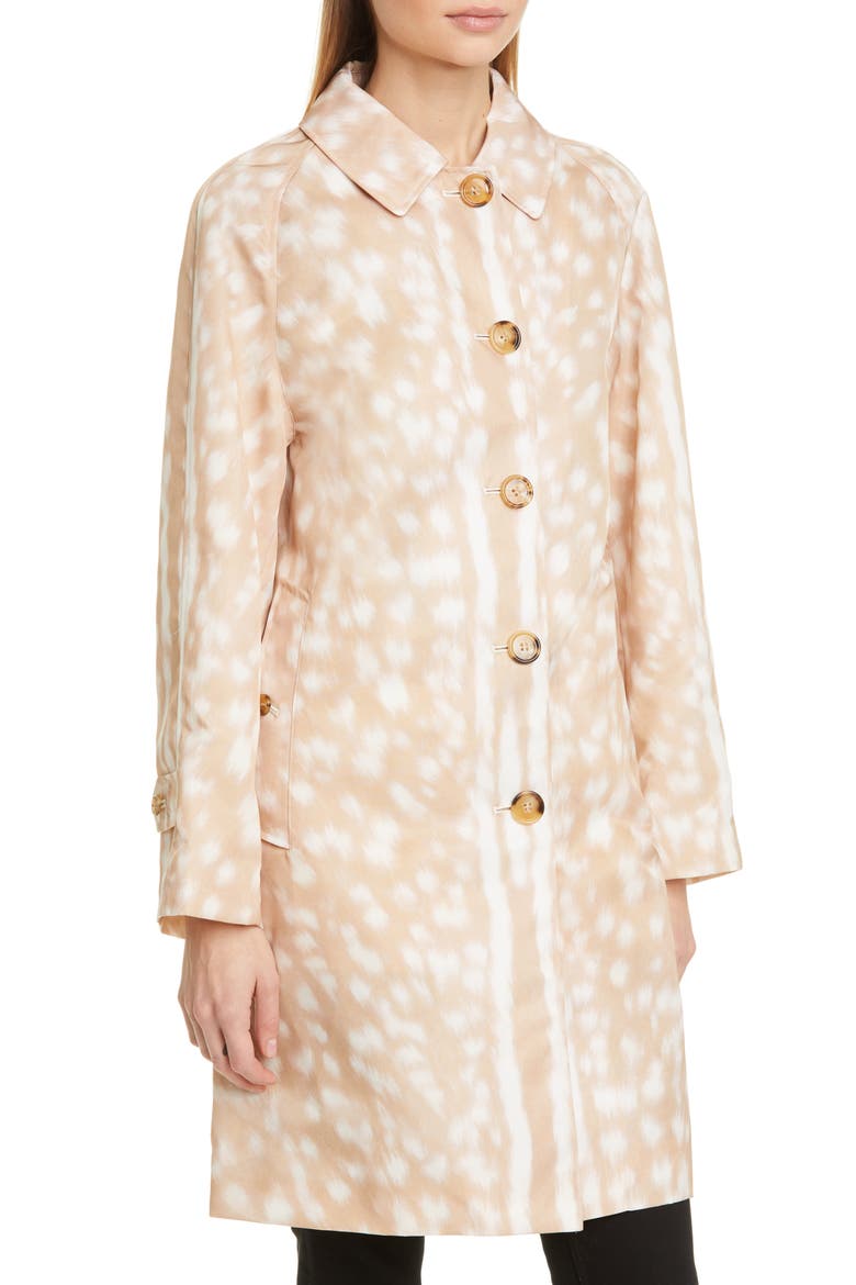 Brunstane Deer Print Nylon Car Coat, Alternate, color, SOFT FAWN