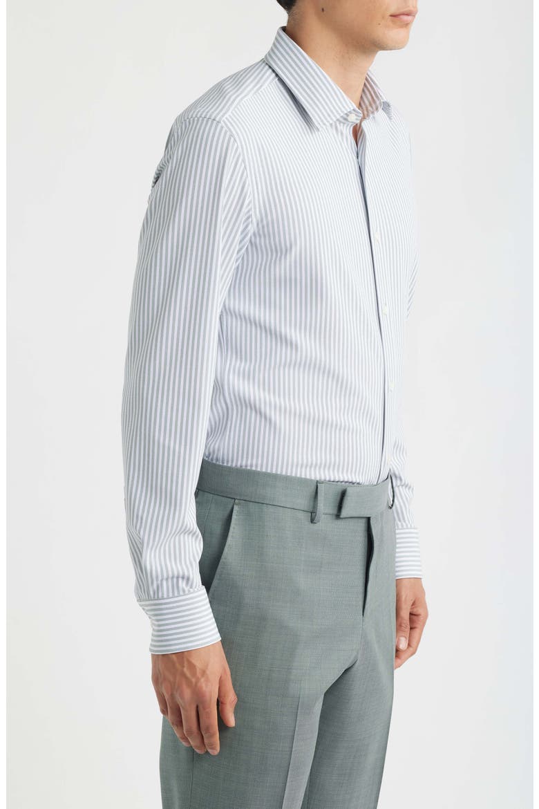 Hank Slim Fit Stripe Stretch Dress Shirt, Alternate, color, GREEN