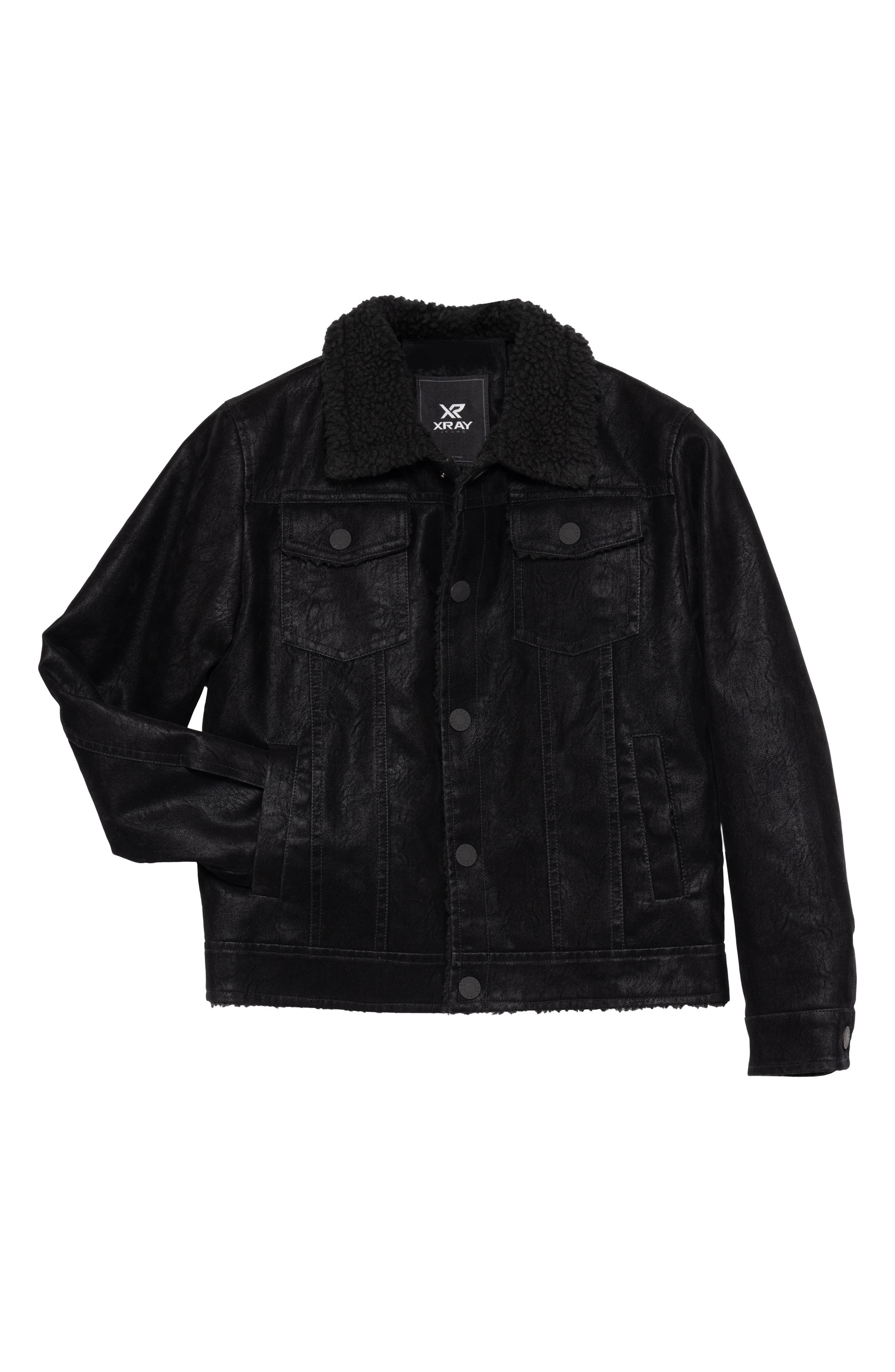 XRAY Kids' Fleece Lined Faux Leather Trucker Jacket