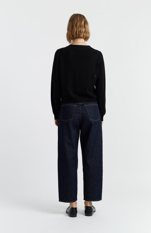 Chinti & Parker Wool Cashmere Heart Breton Cardigan In Black