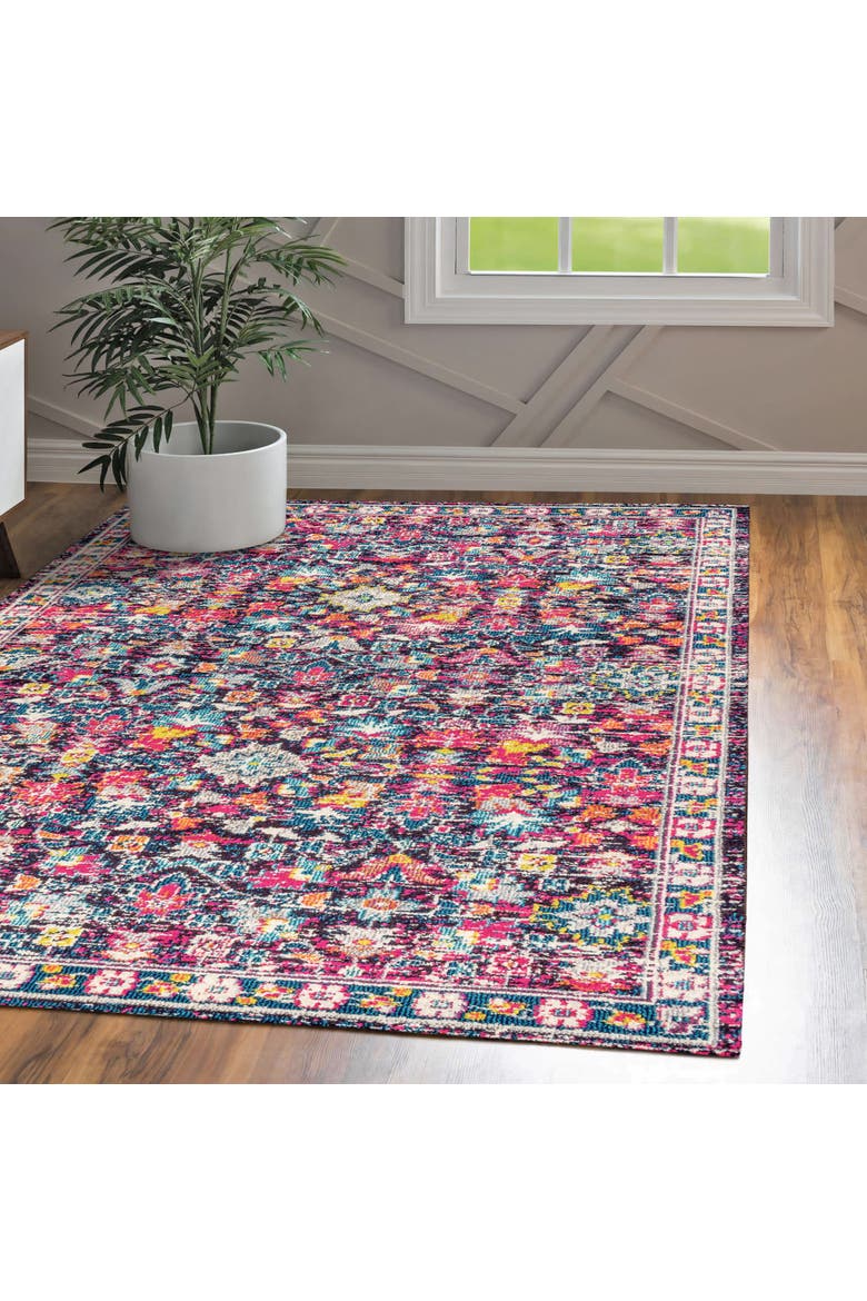 Modern Persian Boho Floral Area Rug, Alternate, color, Multi/Purple