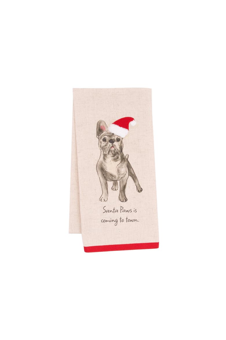 Santa Paws Frenchie Pet Holiday Towel, Main, color, Brown