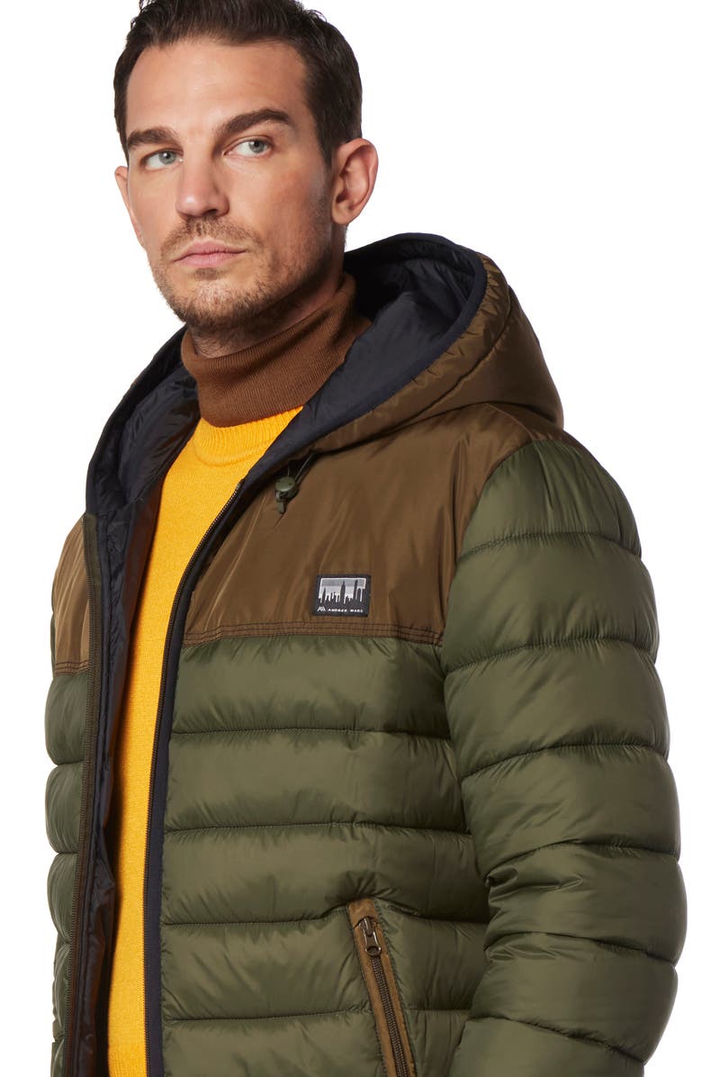 Andrew Marc Malone Color Blocked Hoodie, Alternate, color, Forest