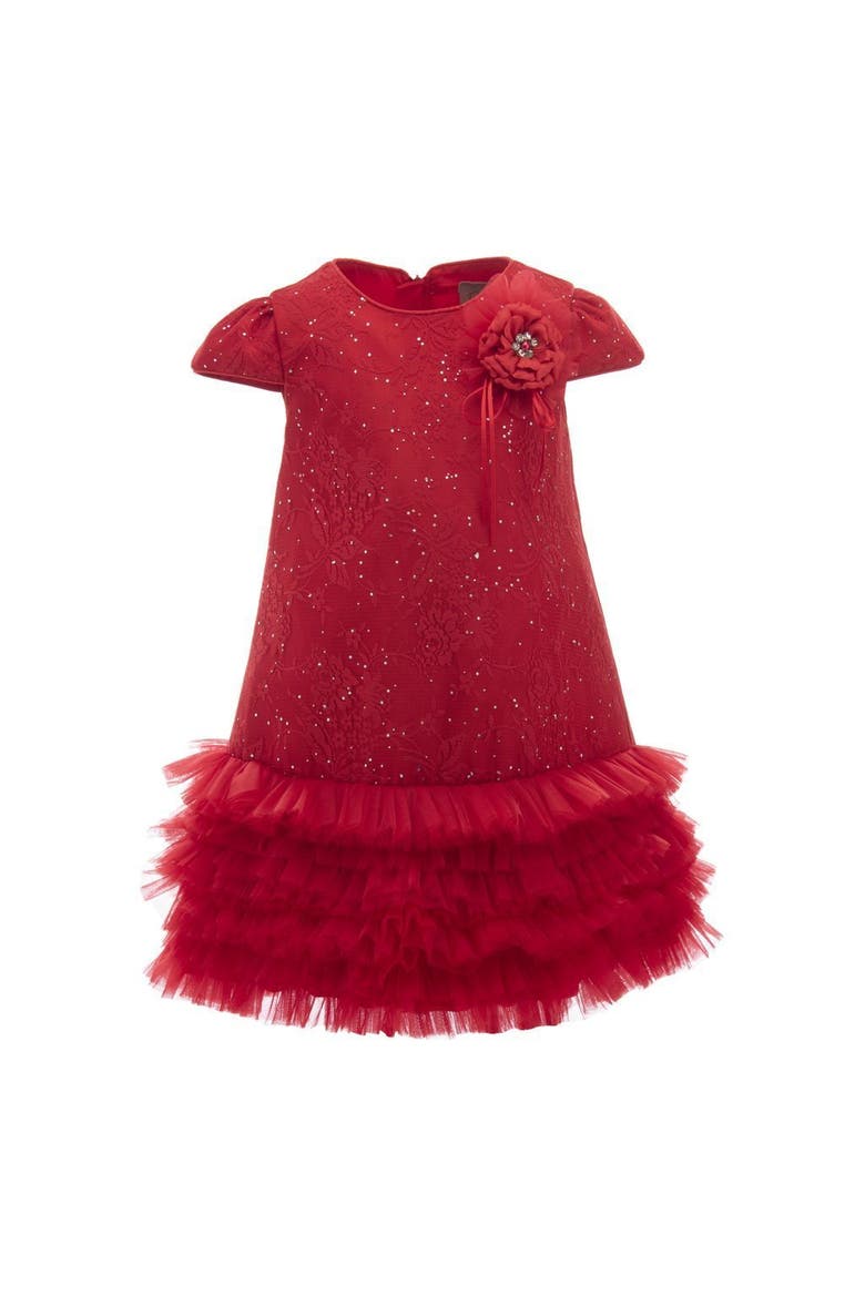 Glitter Empire Dress, Main, color, Red