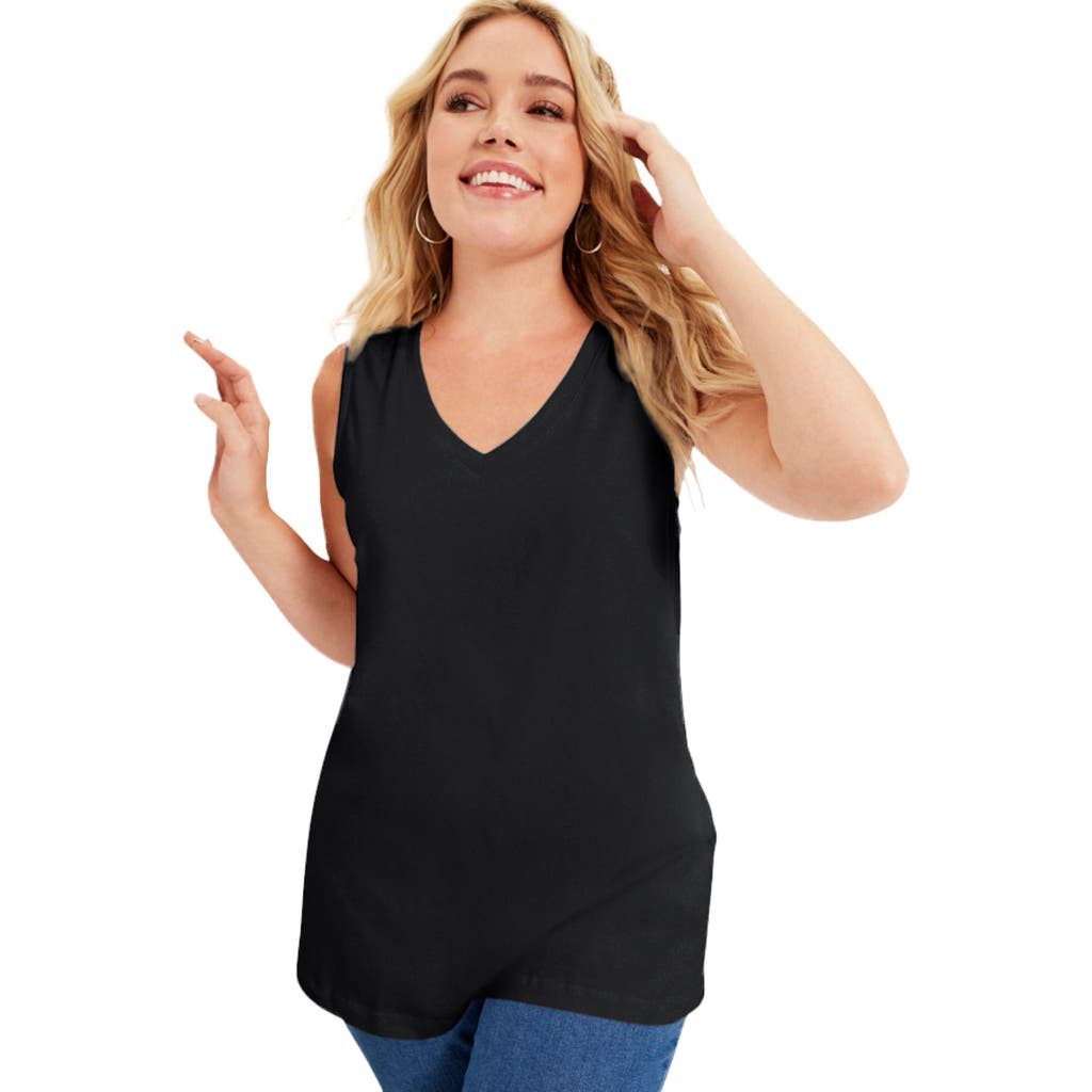 June + Vie V-neck One + Only Tank Top In Black