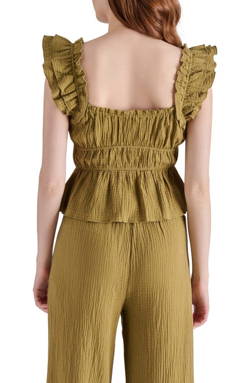 Steve Madden Button Front Peplum Top In Brown