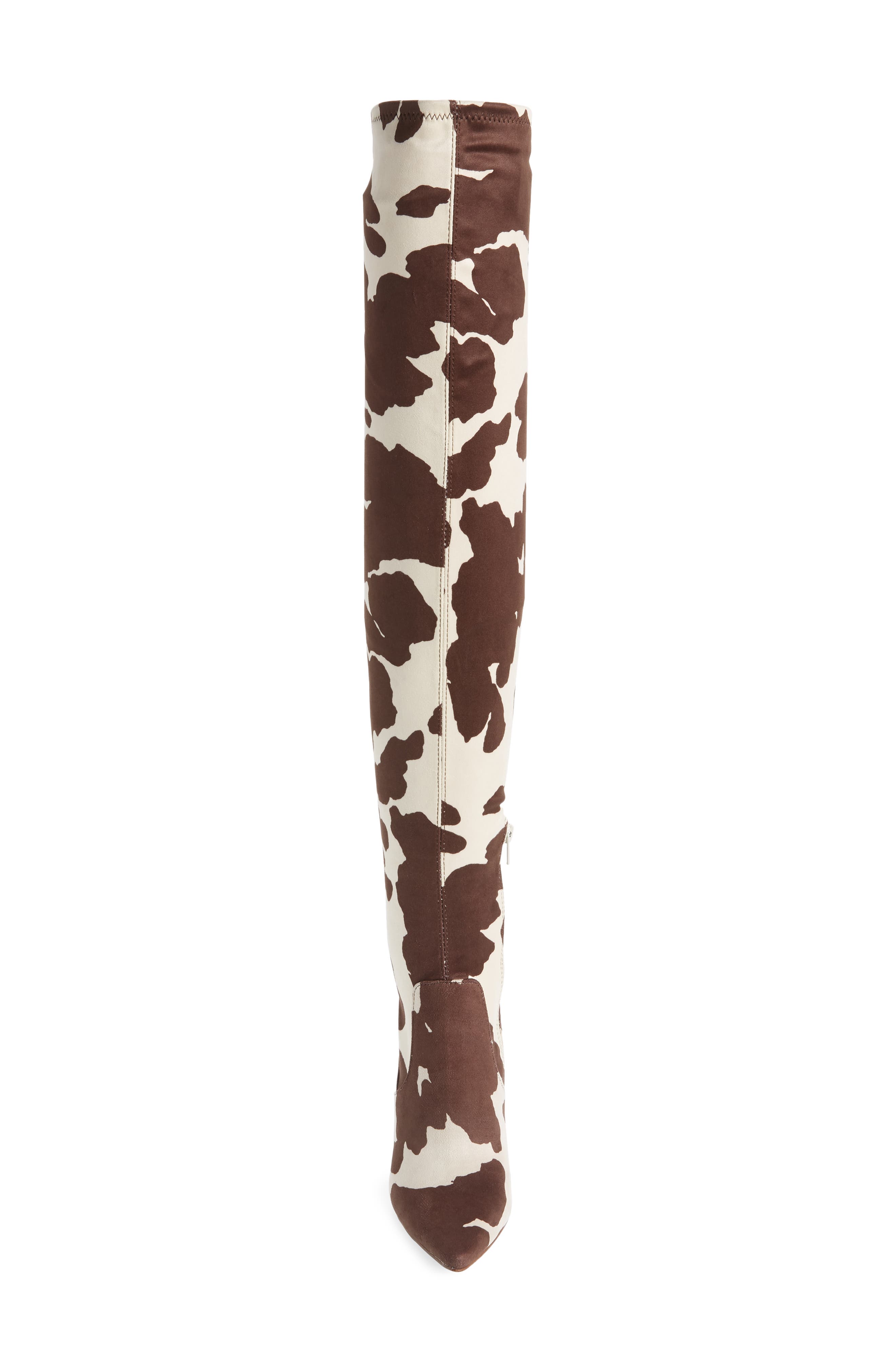 Viktory Over the Knee Boot, Alternate, color, COW PRINT