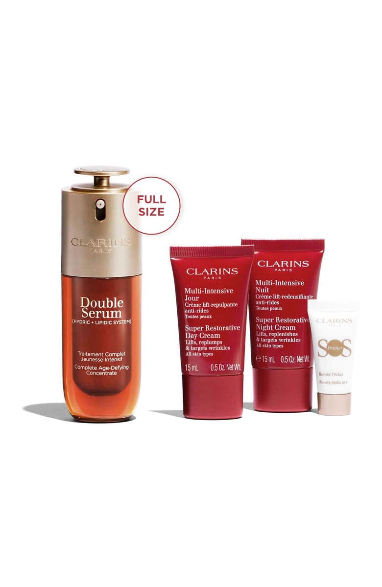 Clarins Double Serum & Super Restorative Anti-Aging Skin Care Set $228 Value, Alternate, color,