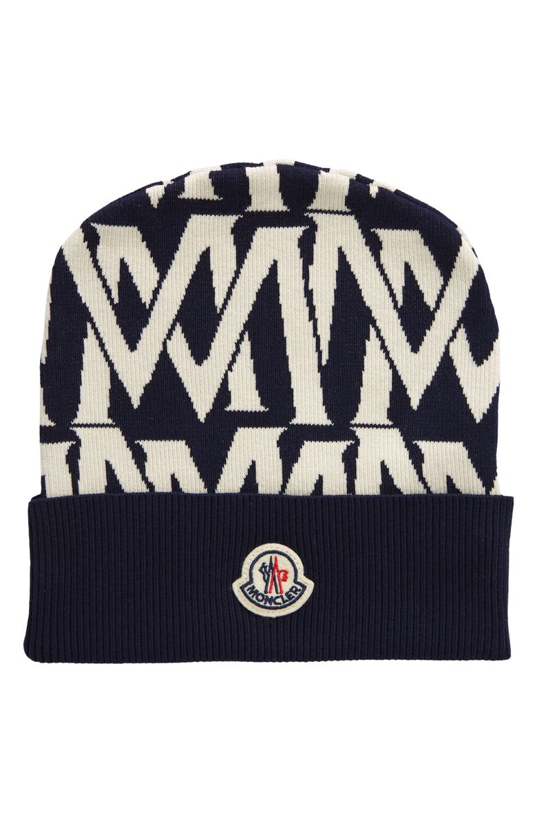 Moncler Logo Jacquard Beanie, Main, color, 