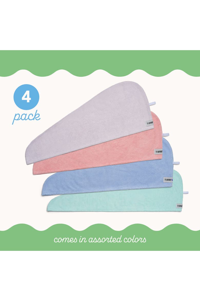 4 Microfiber Hair Towels, for Straight, Wavy, Curly Hair, Alternate, color, Blue