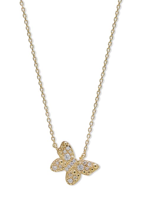 Dew Drop Pavé Diamond Butterfly Pendant Necklace
