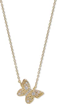 Anzie Dew Drop Pavé Diamond Butterfly Pendant Necklace