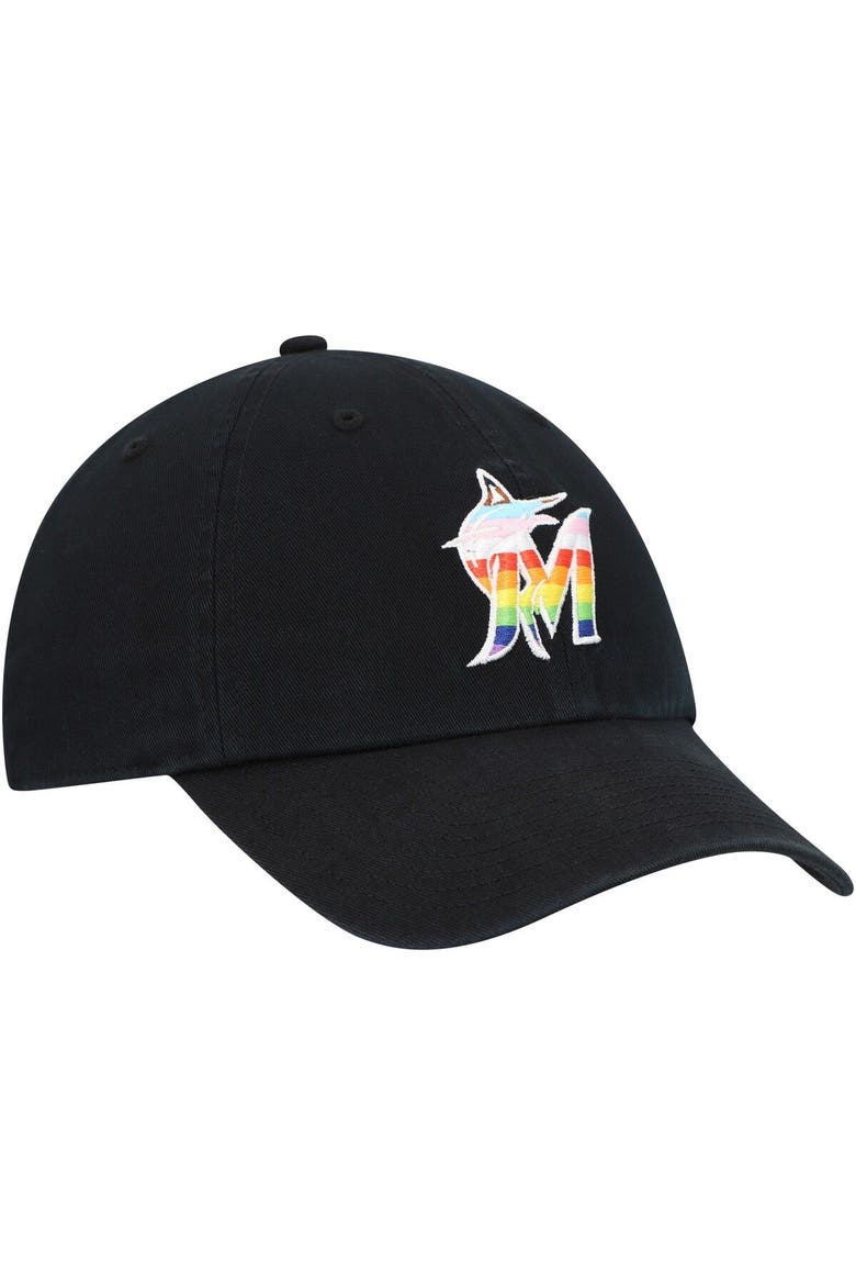 Men's '47  Black Miami Marlins Team Pride Clean Up Adjustable Hat, Alternate, color, Black