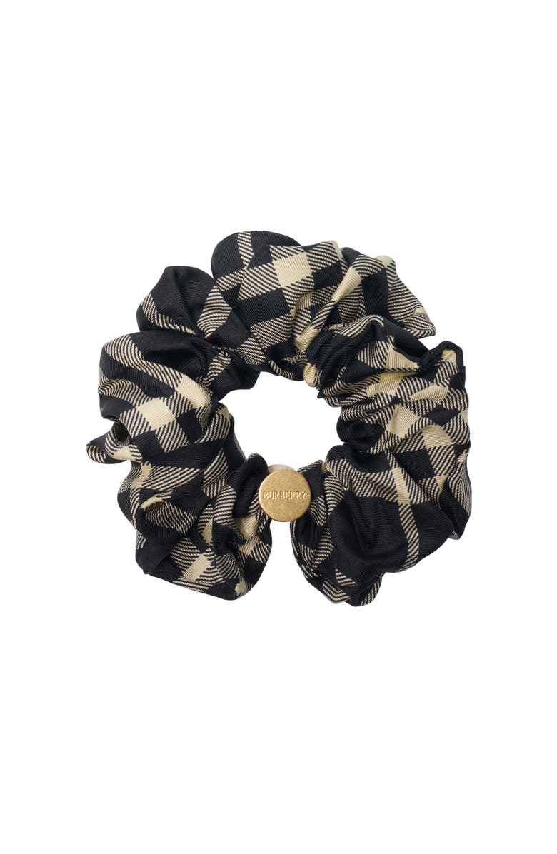 Burberry Check Silk Scrunchie, Main, color, Black/Calico Beige