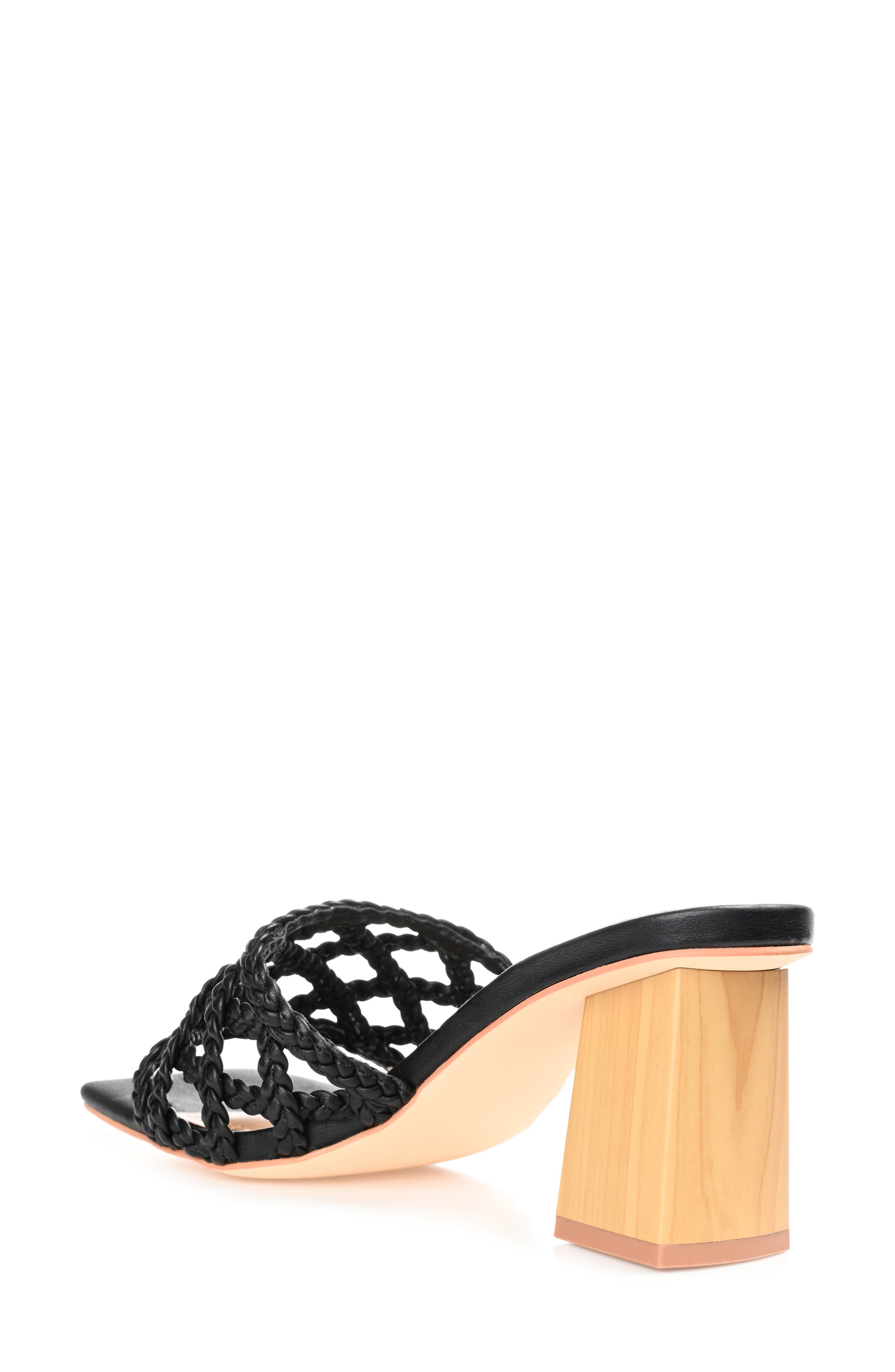 Journee Collection Evvie Braided Sandal, Alternate, color, Black