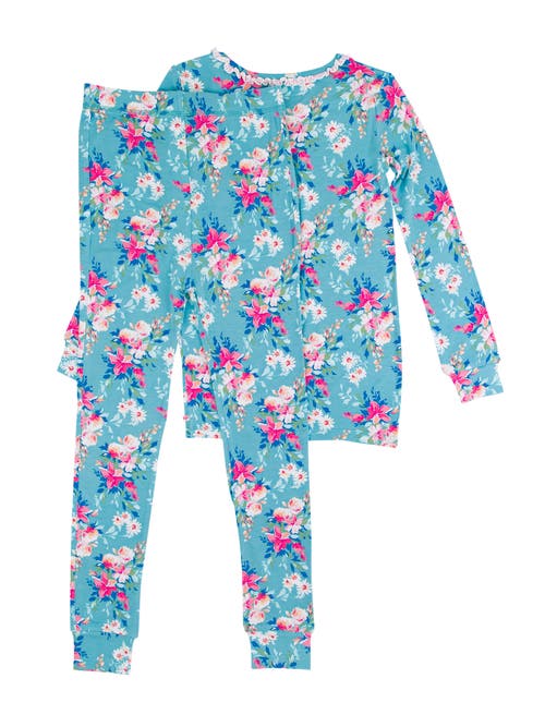 Rufflebutts Softsnooze Girls Ruffle Long Sleeve Pajama Set In Fancy Me Floral