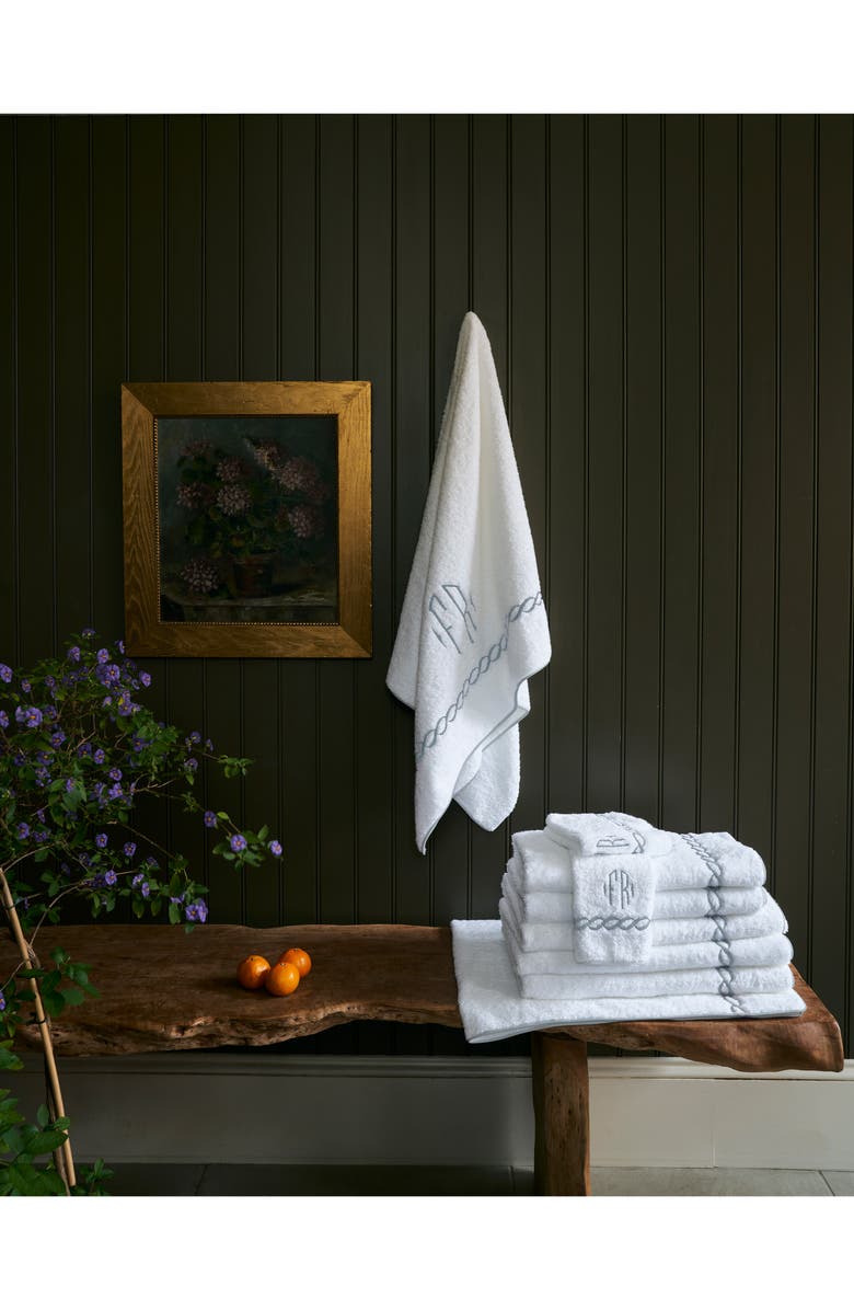 Matouk Classic Chain Wash Cloth, Alternate, color, Silver