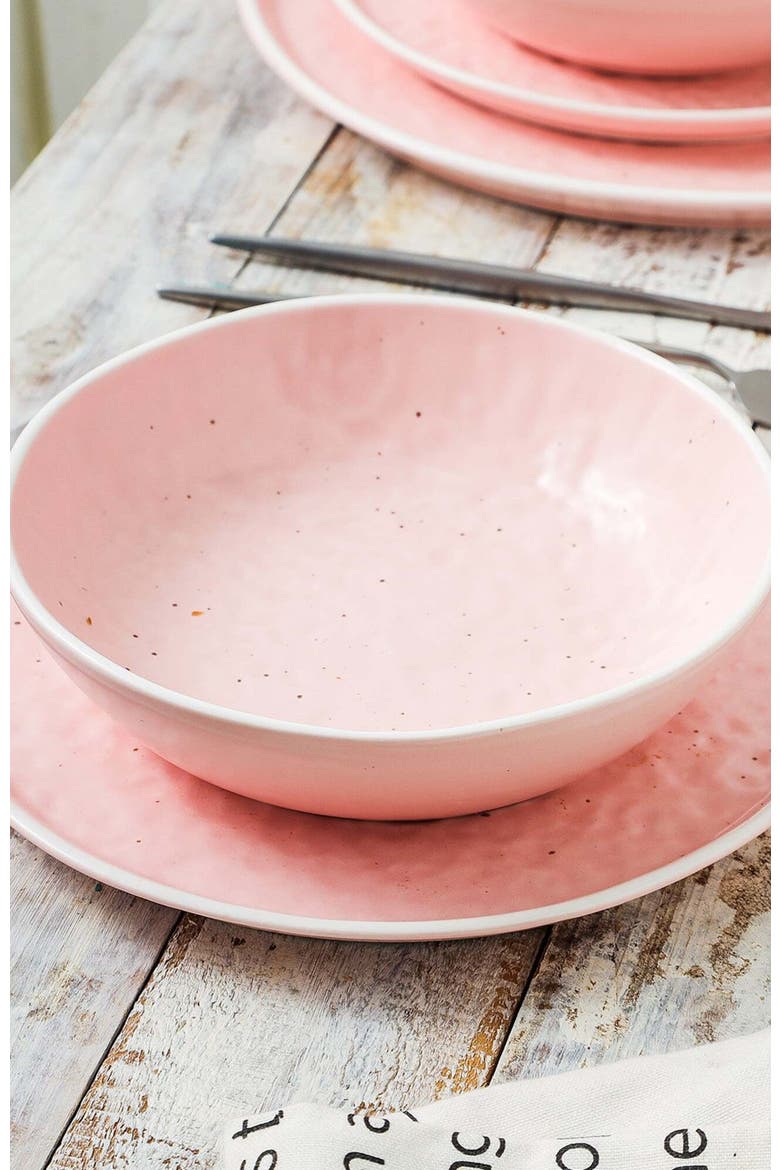 Elena Stoneware 4-Piece Bowl Set, Alternate, color, Pink