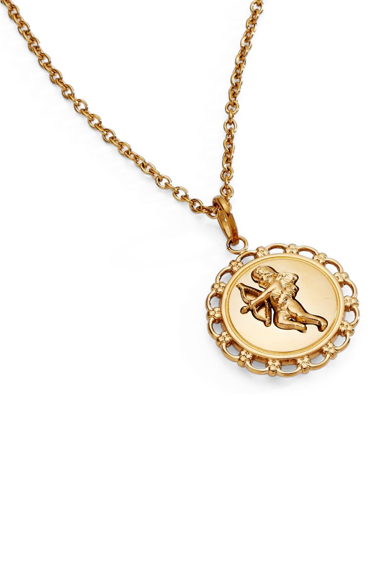 Alex and Ani Cupid Pendant Necklace, Alternate, color, Gold