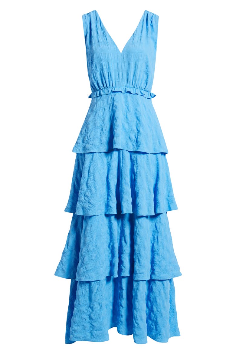 Tiered Ruffle Maxi Dress, Alternate, color, BLUE MAYA