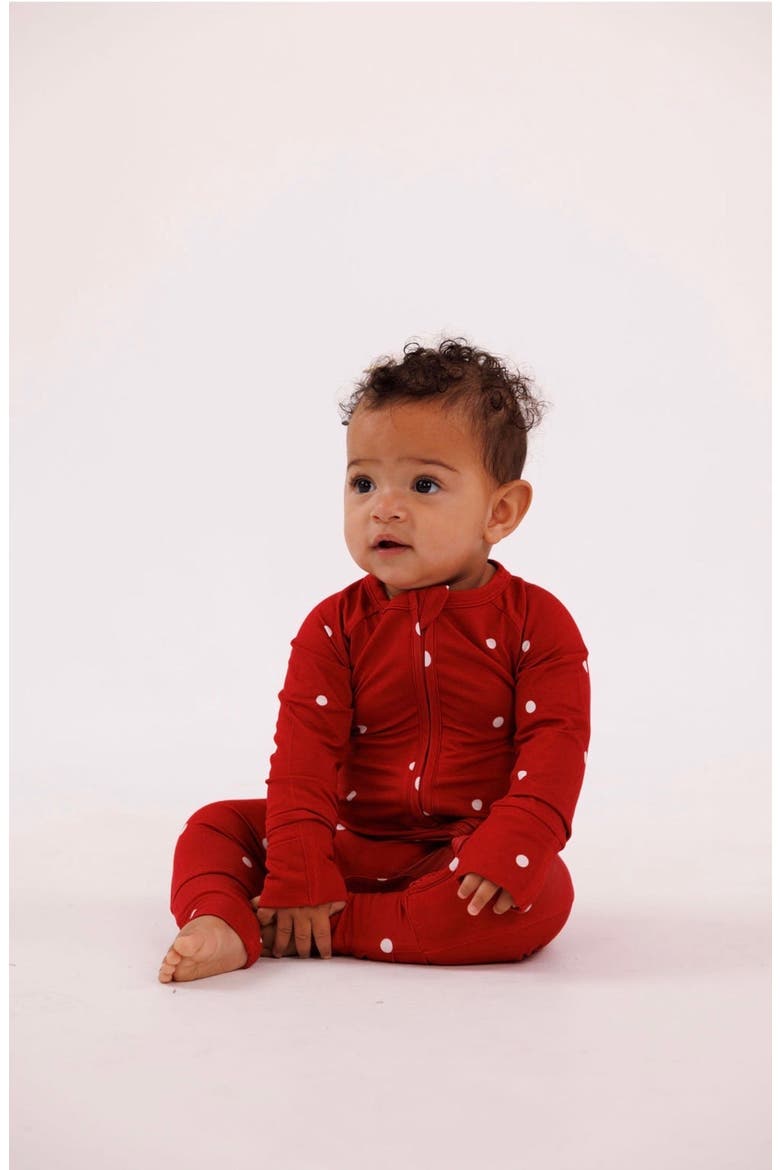 Polka Dot Zipper Romper, Alternate, color, Ruby Dot