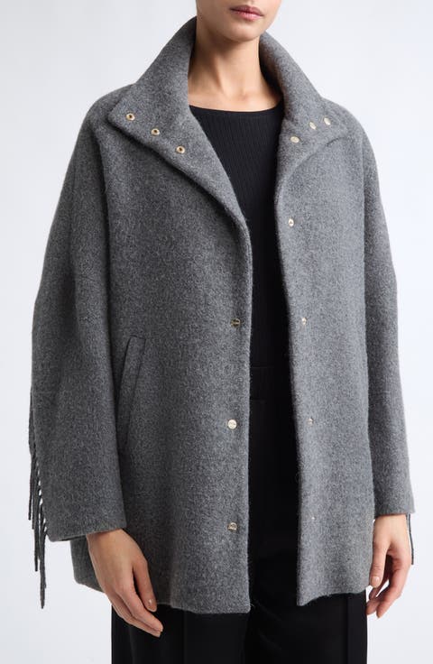 Fringed Alpaca, Nylon & Wool Jacket with Ultralight Bib Inset