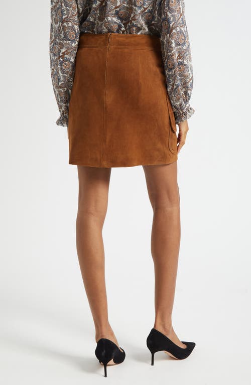 Veronica Beard Norwood Suede Patch Pocket Mini Skirt In Brown