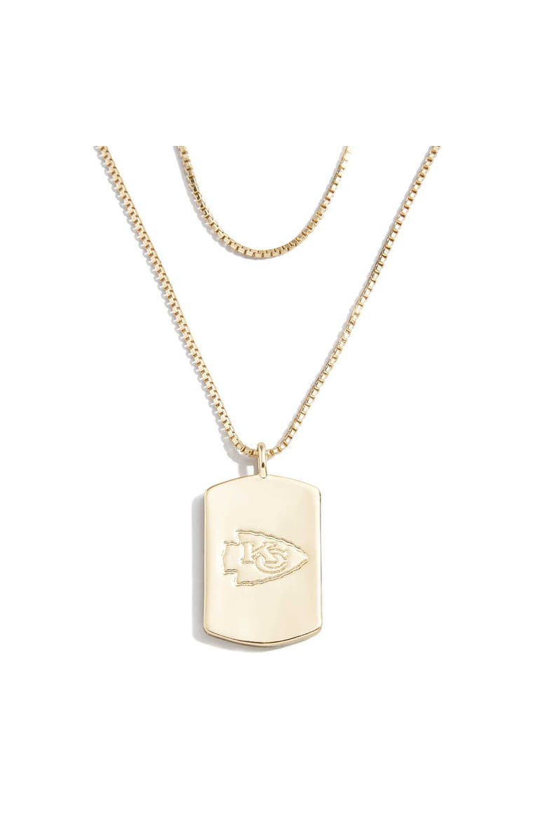 WEAR by Erin Andrews x Baublebar Kansas City Chiefs Gold Dog Tag Necklace, Main, color,