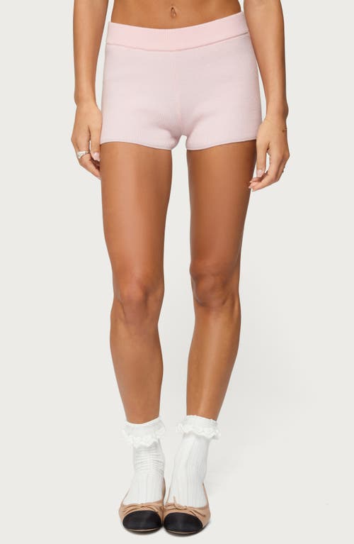 Edikted Lorie Rib Shorts In Pink