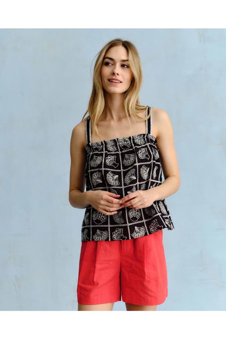Frankie Linen Shorts, Alternate, color, Poppy